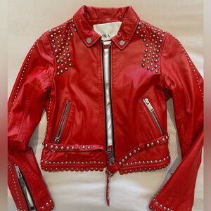 Red leather jacket